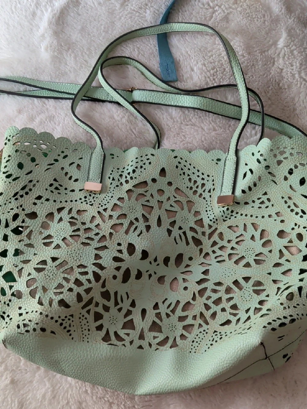 Aldo Mint Laser-Cut Tote Bag by